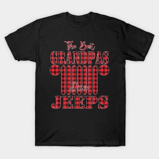 The Best Grandpas Drive Jeeps Red Plaid Jeep Matching Pajama Family Buffalo Jeeps Lover T-Shirt